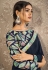 Navy blue satin silk saree with blouse 41904