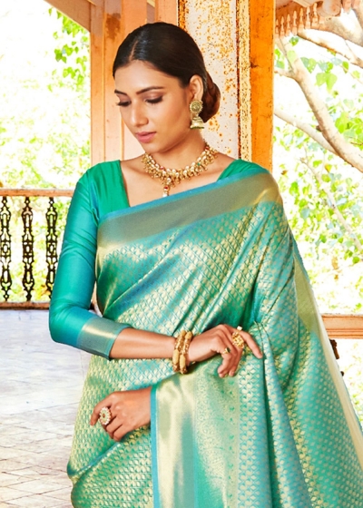 ROYAL PRINCESS GOLDEN GREEN WOVEN KANJIVARAM 145006B