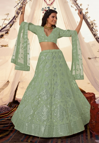 Pista anad Pink Color Combination Wedding Collection Lehenga Choli With  Dupatta :: ANOKHI FASHION