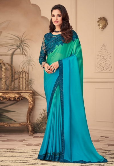 Amazon.com: Rang Priya Indian Traditional Gorgeous Designer Rama Green  Banarasi Art Silk Saree & Unstitched Soft Silk Blouse with Sartin too Soft  Silk | Party Wear| Wedding Occasional Saree-5104 : Clothing, Shoes