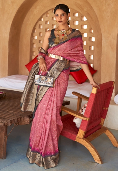 Buy Grey Dola Silk Saree With Patola Print And Unstitched Blouse Piece