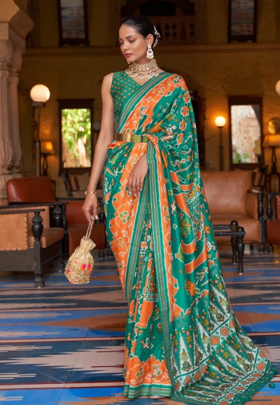 Green Indian Sangeet Bridesmaid Wedding Saree In Silk SRSA278506 –  ShreeFashionWear