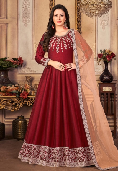 Multi-coloured Cotton Silk Patola Anarkali Dress | Printed gowns, Printed anarkali  suits, Silk anarkali suits