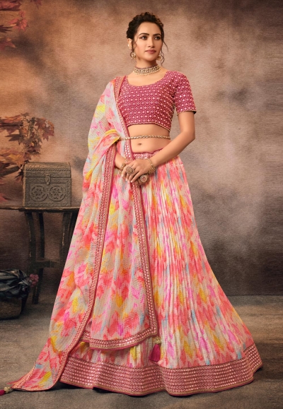 Silk bridal lehenga choli in Pink colour 1012