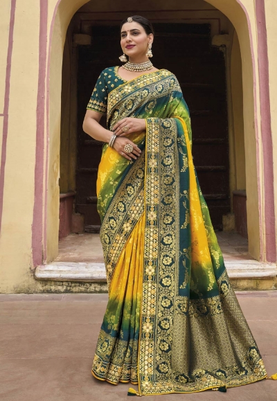 Wedding Wear Kessi Yellow And Green Designer Saree at Rs 4887 in Bengaluru