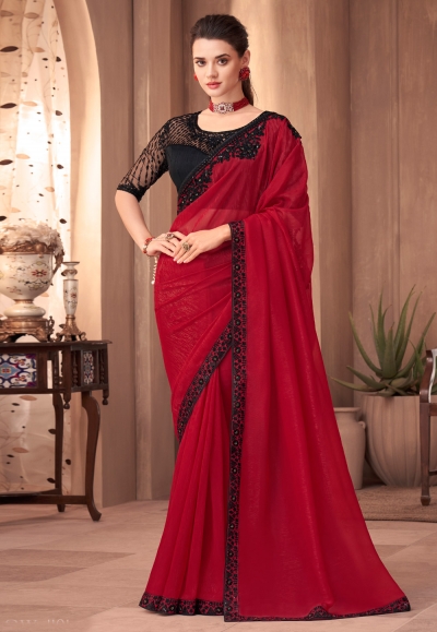 Classy black & maroon Ajrakh combination Cotton saree with black borde –  Sujatra