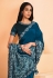 Satin crepe Saree with blouse in Teal colour 22913