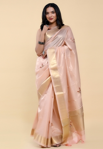Soft Mulmul Cotton Plain Pink Saree|Tulip Pink|Suta