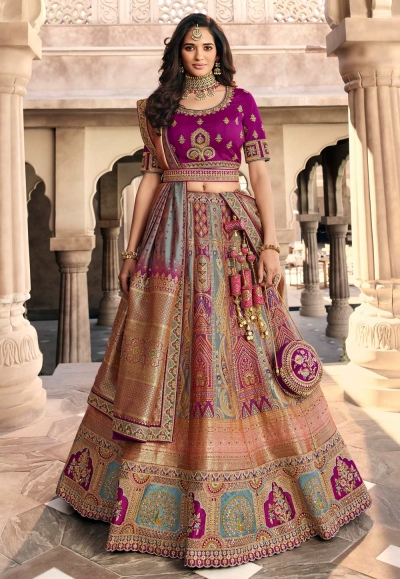 Prime Embroidered Organza Purple Trendy Lehenga Choli