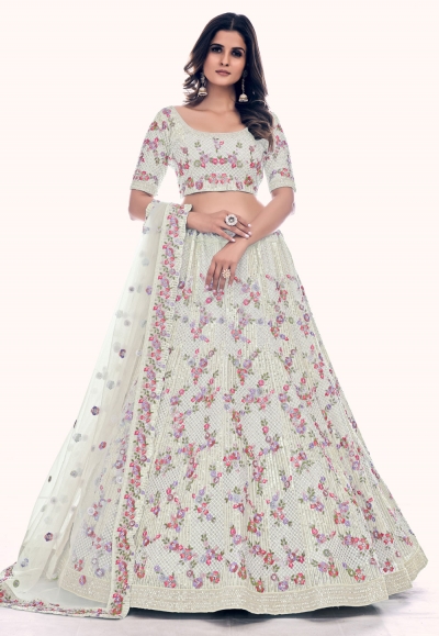 Buy Beautiful White Lehenga Choli, Embroidery Work Lehenga With Soft Net  Dupatta for Women Wedding Lehenga Choli Online in India - Etsy
