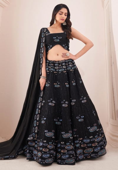 Black color sequence lehenga choli for Wedding, Functions and Special –  Joshindia