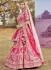 Rani Pink Silk embroidered bridal lehenga choli with double dupatta