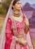 Rani Pink Silk embroidered bridal lehenga choli with double dupatta