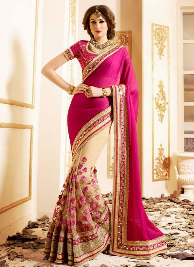 pink party saree