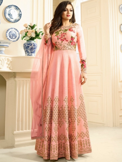 Buy Drashti Dhami peach color georgette party wear anarkali kameez in ...