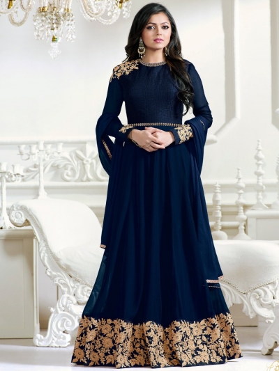 Buy Drashti Dhami navy blue color georgette anarkali kameez in UK, USA ...