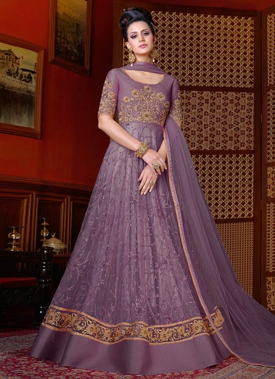 Buy Lavender color net wedding anarkali in UK, USA and Canada