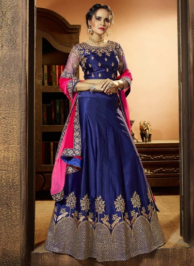 engagement lehenga royal blue