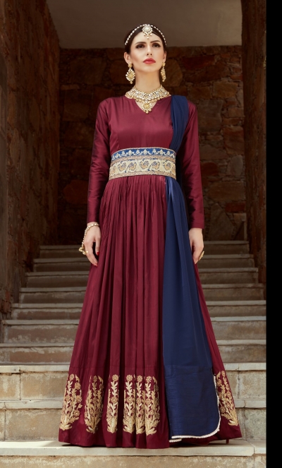 Buy Maroon Color Indian Maxi for Her online in Pakistan | Buyon.pk