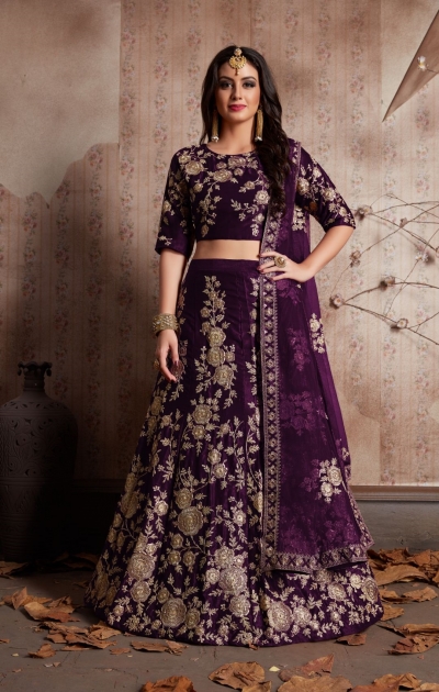 Indian Dress Purple Color Bridal Lehenga 359P