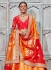 Orange and red Banarasi silk wedding lehenga choli