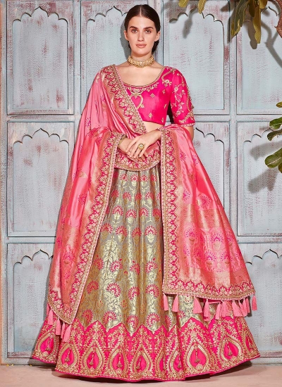 Net Silk Bridal Lehenga in Gray and Pink With Embroidered - Etsy | Party wear  lehenga, Party wear lehenga choli, Lehenga choli