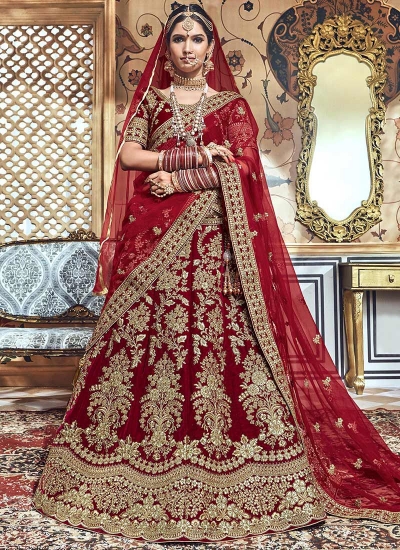 Silk Red Bridal Lehenga Choli at Rs 10680 in Surat | ID: 20372592262