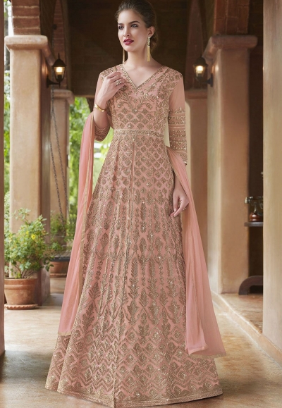 Blush Pink Heavy Designer Embroidered Anarkali Suit - Indian Heavy Anarkali  Lehenga Gowns Sharara Sarees Pakistani Dresses in USA/UK/Canada/UAE -  IndiaBoulevard