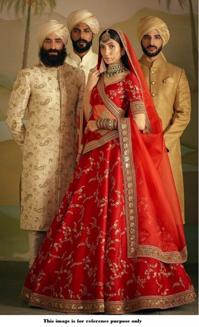 Bollywood Sabyasach Inspired red Banarasi silk lehenga